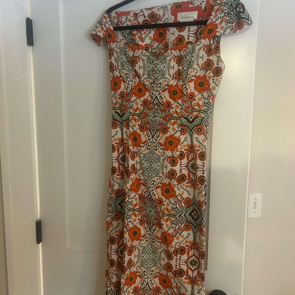 Floral Orange and Green Dress
